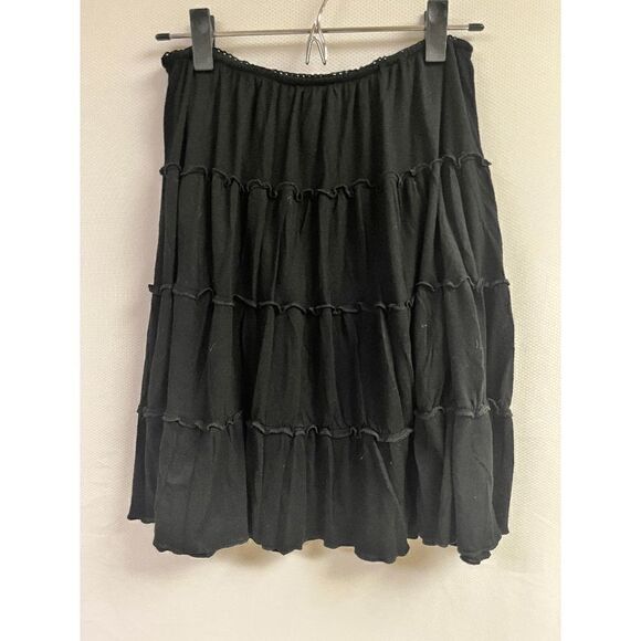 Old Navy Womens Frill Trim Layered A Line Knee Length Skirt Black Size Small - Picture 1 of 3